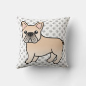 クリームブルフランスのドッグかわいい漫画の犬 クッション (裏面)
