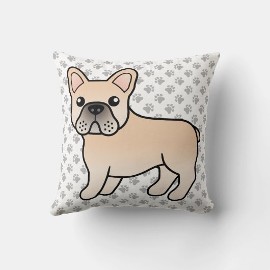 クリームブルフランスのドッグかわいい漫画の犬 クッション (裏面)