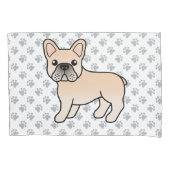 クリームブルフランスのドッグかわいい漫画の犬 枕カバー (正面)
