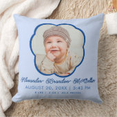 クリームブルークラウドシェイプ男の赤ちゃん誕生STATSスロー クッション (ブランケット)