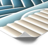 クリームブルークールベビーペンギン冬アイススノーウェーブ ポスター (角)