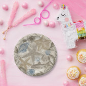 クリームブルービーチシーシェル ペーパープレート (パーティー)