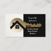 クリームブルーリネン金ゴールド実在鍵エステート名刺 名刺 (正面)