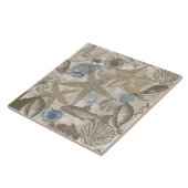 クリームブルー海ビーチシェル タイル (側面)