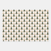 クリームプレイドの緑のクリスマスツリー ラッピングペーパーシート (正面2)