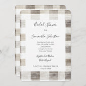 クリームプレイドストライプブライダルシャワー 招待状 (正面/裏面)