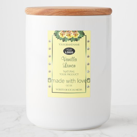 クリームプロダクトラベルイエローローズダイヤモンドロゴ追加 フードラベル (正面)