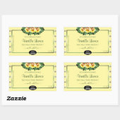 クリームプロダクトラベルイエローローズダイヤモンドロゴ追加 長方形シール (シート)