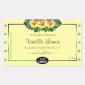 クリームプロダクトラベルイエローローズダイヤモンドロゴ追加 長方形シール (正面)