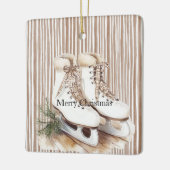 クリームベージュのスケート靴 クリスマス セラミックオーナメント (左)
