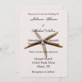 クリームベージュの頬染めスターンフィッシュビーチ 招待状 (正面/裏面)