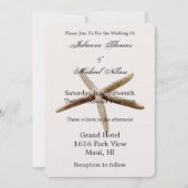 クリームベージュの頬染めスターンフィッシュビーチ 招待状 (正面)