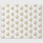 クリームベージュの鳥のクリスマス ラッピングペーパー (フラット)