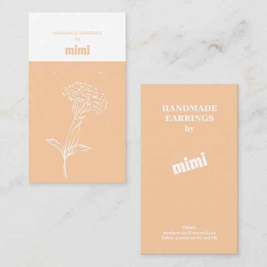 クリームベージュイヤリング表示ビジネスカード 名刺 (正面/裏面)