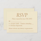クリームベージュスタイリッシュウェディングRSVPカード 出欠カード (正面/裏面)