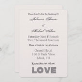 クリームベージュストーンシルバーラブ 招待状 (正面/裏面)