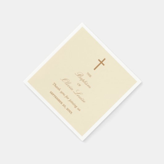 クリームベージュバプテスマパーティーナプキンス スタンダードカクテルナプキン (角)