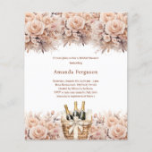 クリームベージュバラバブーブリーブライダルシャワー招待 (正面)