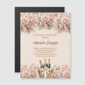 クリームベージュバラバブーブリーブランチブライダルシャワー マグネット招待状 (正面/裏面)