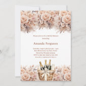 クリームベージュバラフローラボホバブリーブライダルシャワー 招待状 (正面)