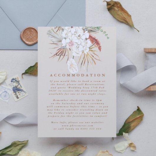 クリームベージュパンパスグラスジャングル結婚ズ エンクロージャーカード