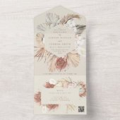 クリームベージュパンパスドライグラスQRコード結婚ズ オールインワン招待状 (内側)