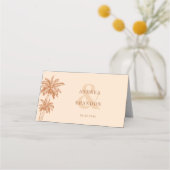 クリームベージュパームツリーボホビーチ結婚式テーブル プレイスカード (裏面)