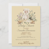 クリームベージュフラワーカワイトシープラム 招待状 (正面)