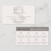 クリームベージュボディアートアフターケア説明タトゥー 名刺 (正面/裏面)