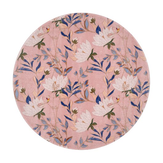 クリームベージュリリー：ピンクのシームレスな背景 カッティングボード (正面)