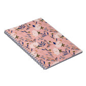 クリームベージュリリー:ピンクのシームレスな背景 ノートブック (右側)