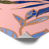 クリームベージュリリー：ピンクのシームレスな背景 ポスター (角)