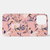 クリームベージュリリー：ピンクのシームレスな背景 Case-Mate iPhoneケース (裏面 (横))