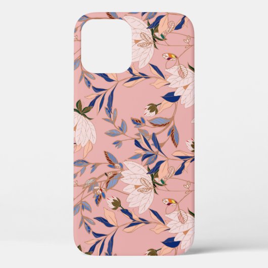 クリームベージュリリー：ピンクのシームレスな背景 Case-Mate iPhoneケース (裏面)