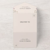 クリームベージュワイルドフラワーアーチフォトQRコード結婚ズ オールインワン招待状 (外側)