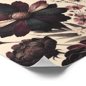 クリームベージュヴィンテージシャビーシックなムーディーズフローラシート ポスター (角)