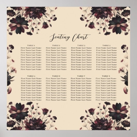 クリームベージュヴィンテージシャビーシックなムーディーズフローラシート ポスター (正面)