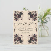 クリームベージュヴィンテージシャビーシックMoodyフローラ 招待状 (スタンド正面)