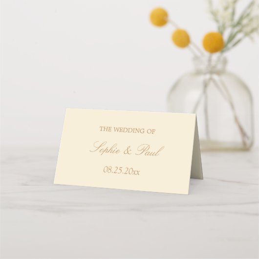 クリームベージュ結婚ズ折り畳み座席表 プレイスカード (裏面)