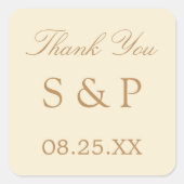 クリームベージュ結婚式の引き出物サンキューステッカー スクエアシール (正面)