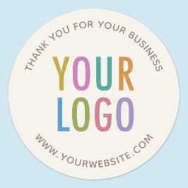 クリームベージュ色アイボリーサンキューステッカーカスタムロゴ ラウンドシール
