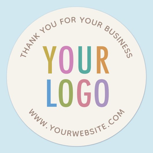 クリームベージュ色アイボリーサンキューステッカーカスタムロゴ ラウンドシール
