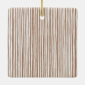 クリームベージュ カメラ ストライプ クリスマス セラミックオーナメント (裏面)
