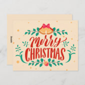 クリームペルシアグリーンメリークリスマスホリデーカード シーズンカード (正面/裏面)