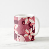 クリームホワイトとピーチピンクの花柄 コーヒーマグカップ (正面右)