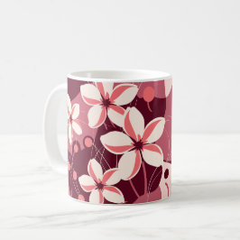 クリームホワイトとピーチピンクの花柄 コーヒーマグカップ