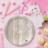 クリームホワイトウッドウェディング ペーパープレート (パーティー)