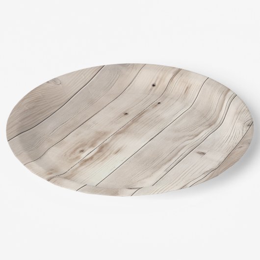 クリームホワイトウッドウェディング ペーパープレート (アングル)