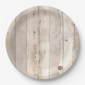 クリームホワイトウッドウェディング ペーパープレート (正面)