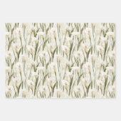 クリームホワイトカラリリーフローラブライダルシャワー ラッピングペーパーシート (正面3)